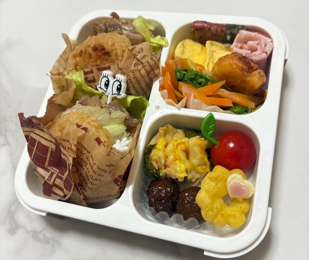 多めにつくり小分け冷凍してたおかずで作ったお弁当