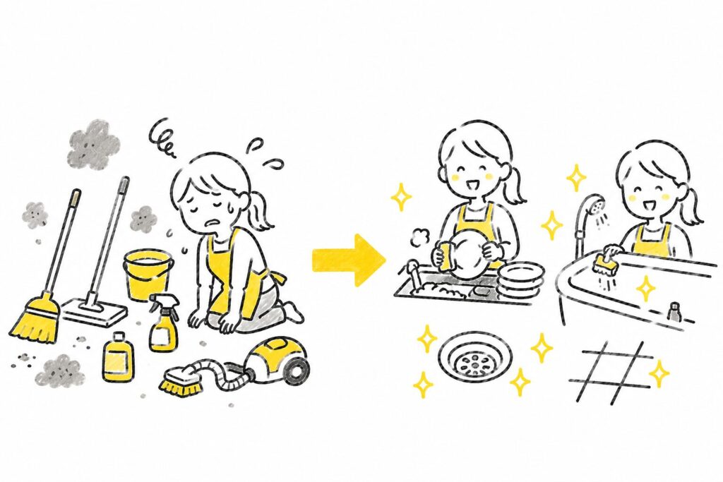 ついで掃除で笑顔が増える女性